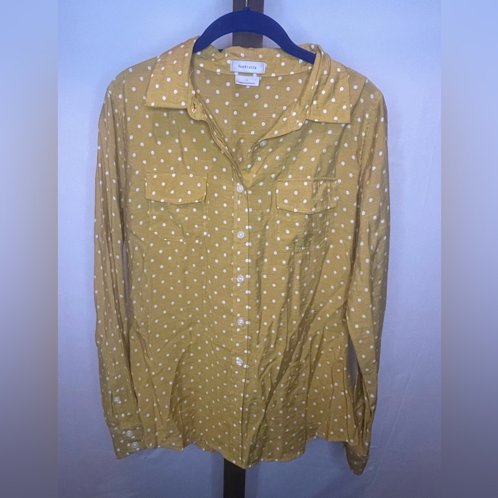 Van Heisenberg long sleeved Top | Color: Mustard yellow with white polka dots